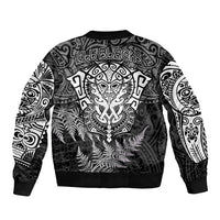New Zealand Rugby Bomber Jacket Silver Fern All Black Mix Ta Moko White Style LT9 - Wonder Print Shop
