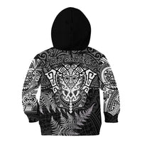 New Zealand Rugby Kid Hoodie Silver Fern All Black Mix Ta Moko White Style - Wonder Print Shop
