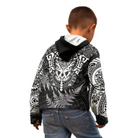 New Zealand Rugby Kid Hoodie Silver Fern All Black Mix Ta Moko White Style - Wonder Print Shop
