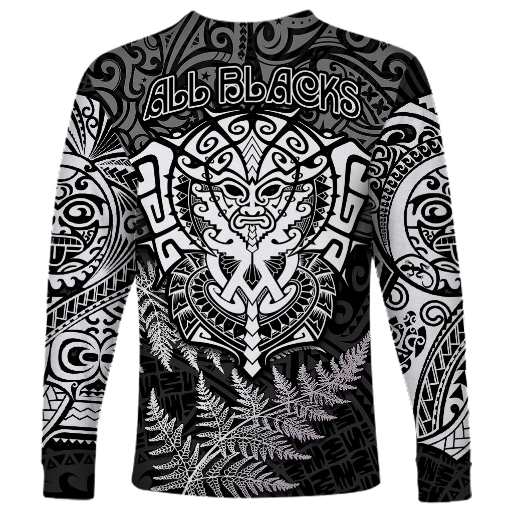 New Zealand Rugby Long Sleeve Shirt Silver Fern All Black Mix Ta Moko White Style - Wonder Print Shop