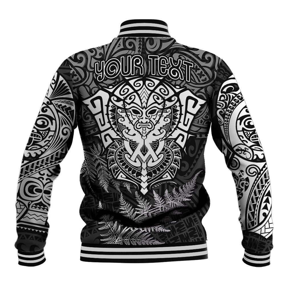 Personalised New Zealand Rugby Baseball Jacket Silver Fern All Black Mix Ta Moko White Style LT9 - Wonder Print Shop