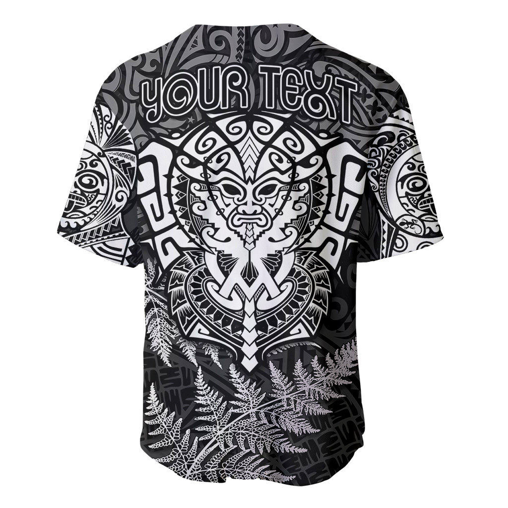 Personalised New Zealand Rugby Baseball Jersey Silver Fern All Black Mix Ta Moko White Style LT9 - Wonder Print Shop