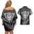 Personalised New Zealand Rugby Couples Matching Off Shoulder Short Dress and Hawaiian Shirt Silver Fern All Black Mix Ta Moko White Style LT9 - Wonder Print Shop