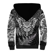 Personalised New Zealand Rugby Sherpa Hoodie Silver Fern All Black Mix Ta Moko White Style - Wonder Print Shop