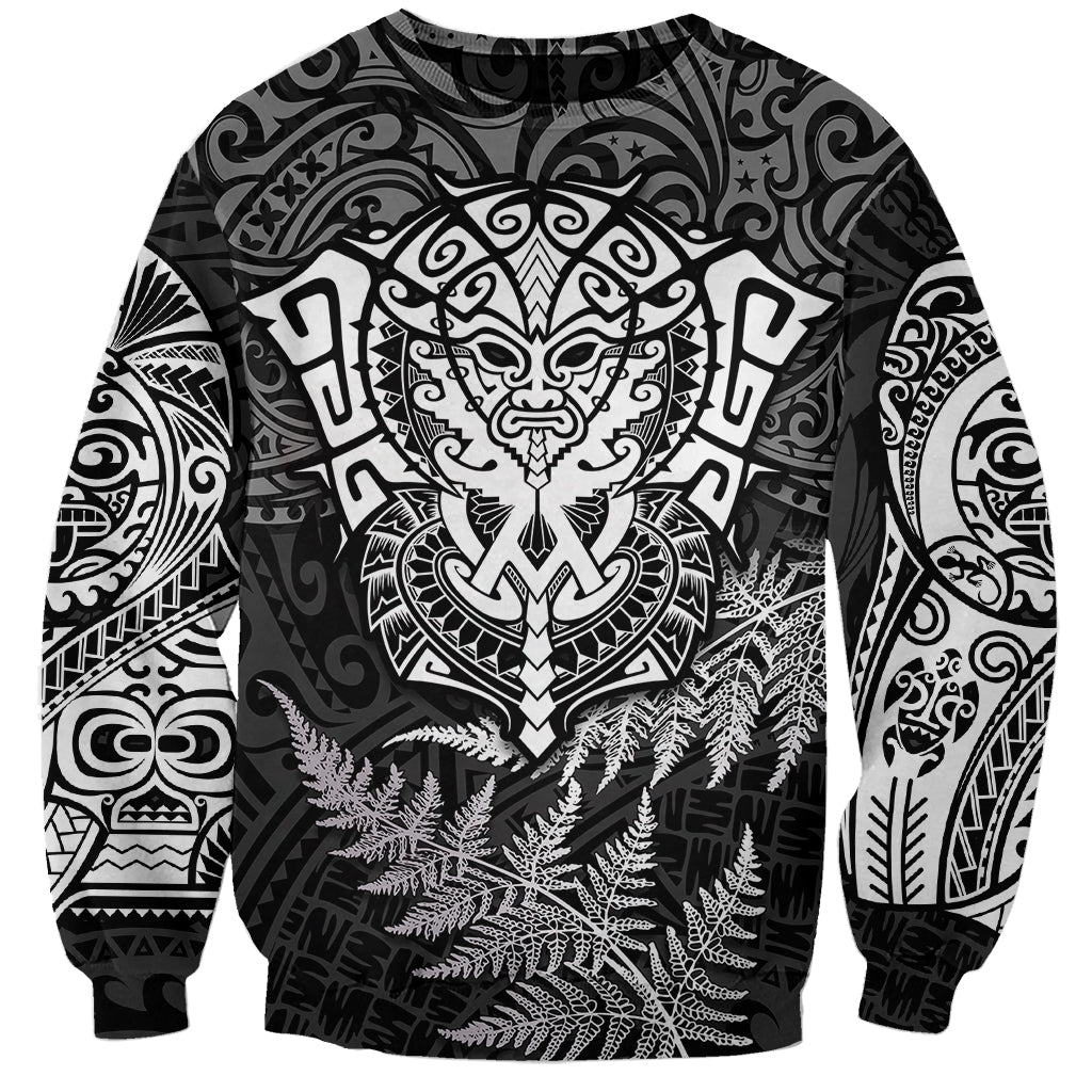 Personalised New Zealand Rugby Sweatshirt Silver Fern All Black Mix Ta Moko White Style - Wonder Print Shop