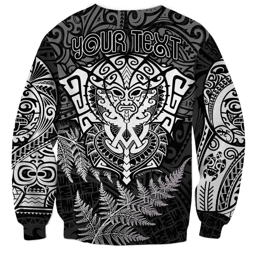 Personalised New Zealand Rugby Sweatshirt Silver Fern All Black Mix Ta Moko White Style - Wonder Print Shop