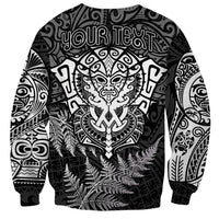Personalised New Zealand Rugby Sweatshirt Silver Fern All Black Mix Ta Moko White Style - Wonder Print Shop