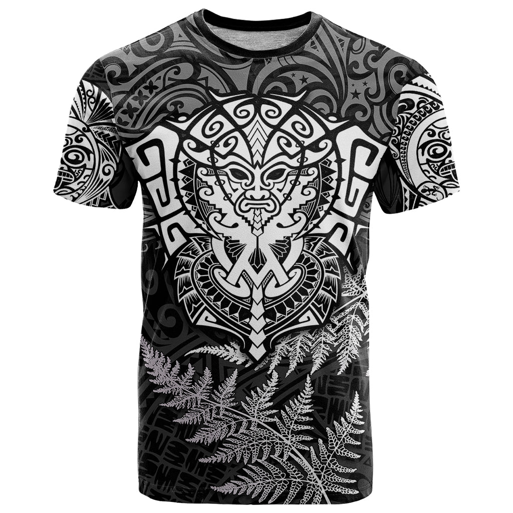 Personalised New Zealand Rugby T Shirt Silver Fern All Black Mix Ta Moko White Style - Wonder Print Shop
