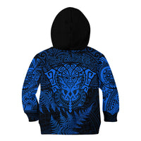 New Zealand Rugby Kid Hoodie Silver Fern All Black Mix Ta Moko Blue Style - Wonder Print Shop