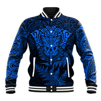 Personalised New Zealand Rugby Baseball Jacket Silver Fern All Black Mix Ta Moko Blue Style LT9 - Wonder Print Shop