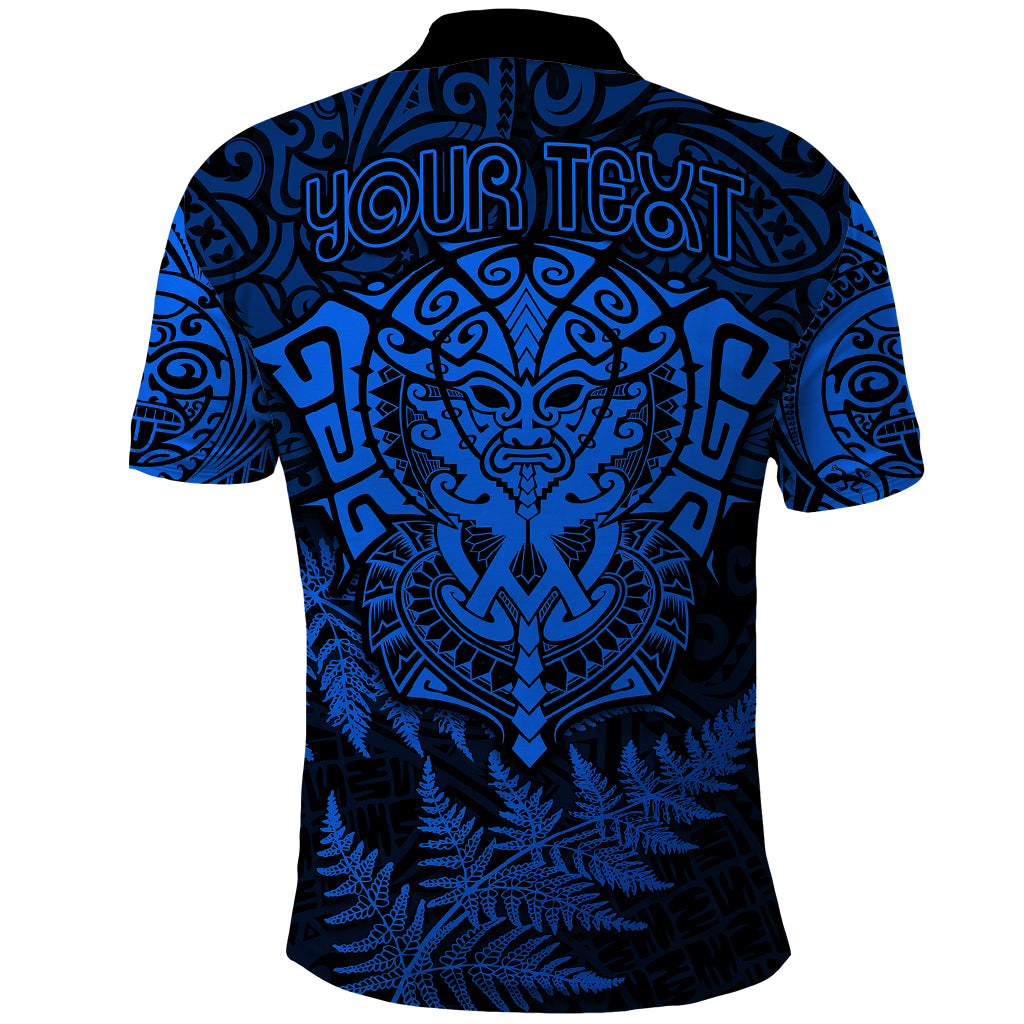 Personalised New Zealand Rugby Polo Shirt Silver Fern All Black Mix Ta Moko Blue Style - Wonder Print Shop