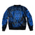 Personalised New Zealand Rugby Sleeve Zip Bomber Jacket Silver Fern All Black Mix Ta Moko Blue Style - Wonder Print Shop