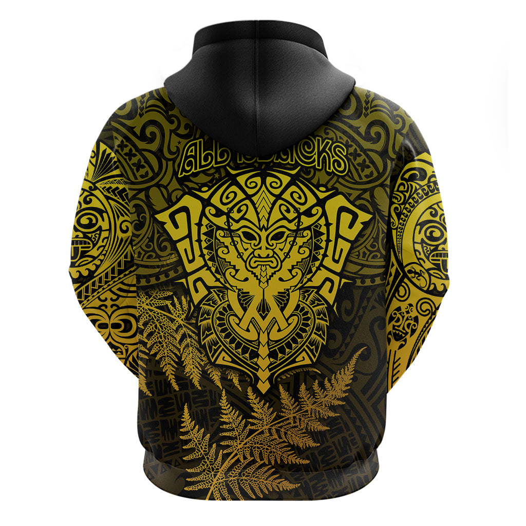 New Zealand Rugby Hoodie Silver Fern All Black Mix Ta Moko Gold Style - Wonder Print Shop