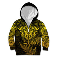 New Zealand Rugby Kid Hoodie Silver Fern All Black Mix Ta Moko Gold Style - Wonder Print Shop