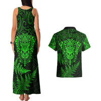 New Zealand Rugby Couples Matching Tank Maxi Dress and Hawaiian Shirt Silver Fern All Black Mix Ta Moko Green Style LT9 - Wonder Print Shop