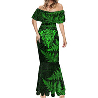 New Zealand Rugby Mermaid Dress Silver Fern All Black Mix Ta Moko Green Style - Wonder Print Shop