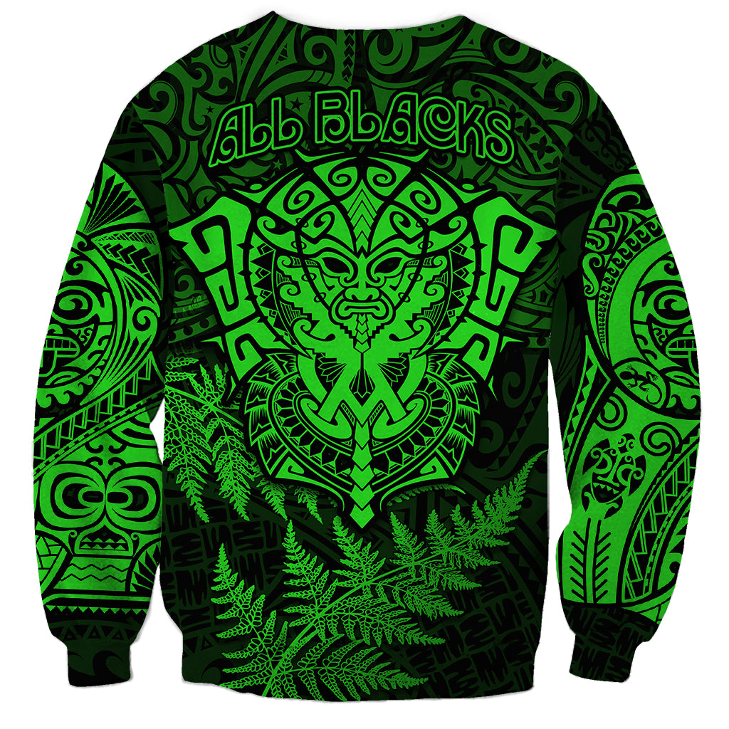 New Zealand Rugby Sweatshirt Silver Fern All Black Mix Ta Moko Green Style - Wonder Print Shop