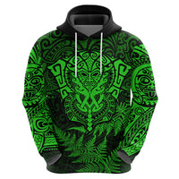 New Zealand Rugby Hoodie Silver Fern All Black Mix Ta Moko Green Style - Wonder Print Shop