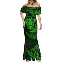New Zealand Rugby Mermaid Dress Silver Fern All Black Mix Ta Moko Green Style - Wonder Print Shop