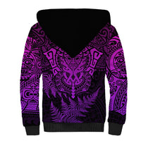 New Zealand Rugby Sherpa Hoodie Silver Fern All Black Mix Ta Moko Purple Style - Wonder Print Shop