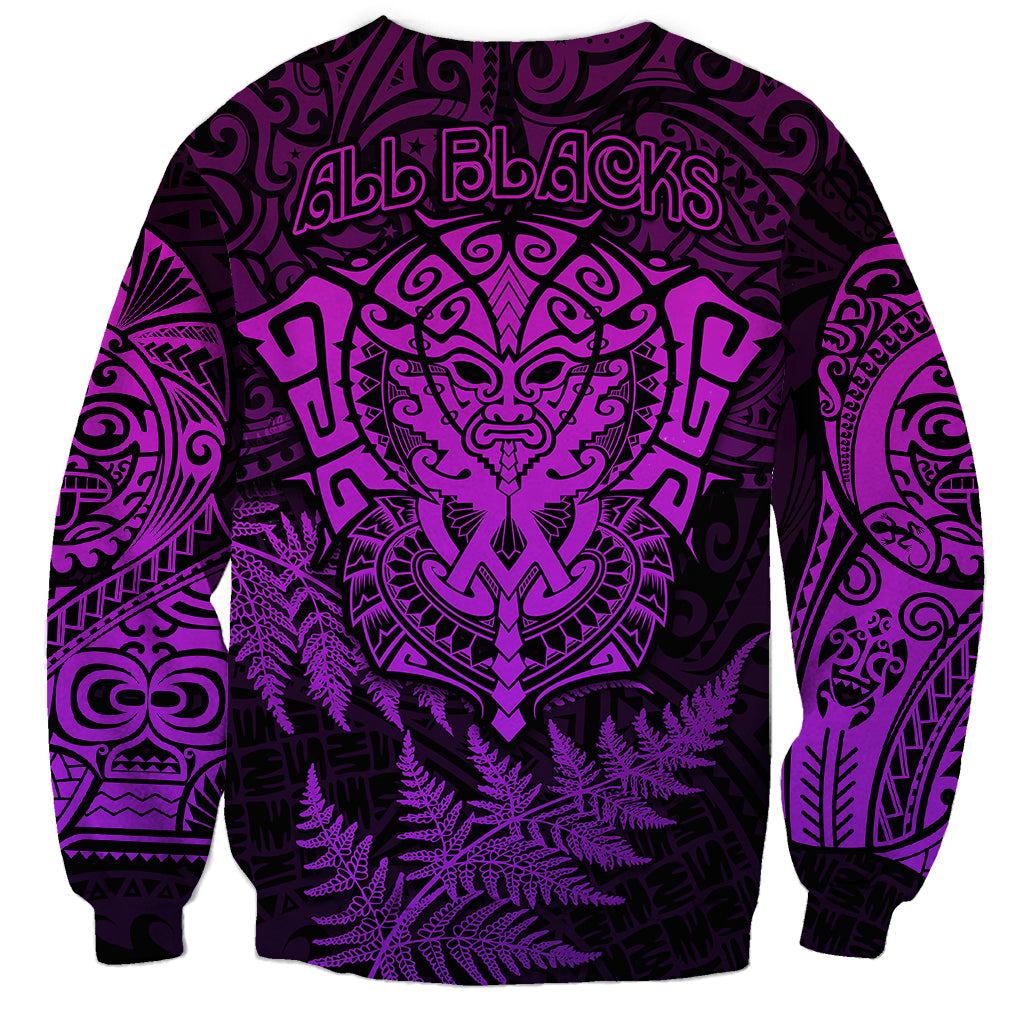 New Zealand Rugby Sweatshirt Silver Fern All Black Mix Ta Moko Purple Style - Wonder Print Shop