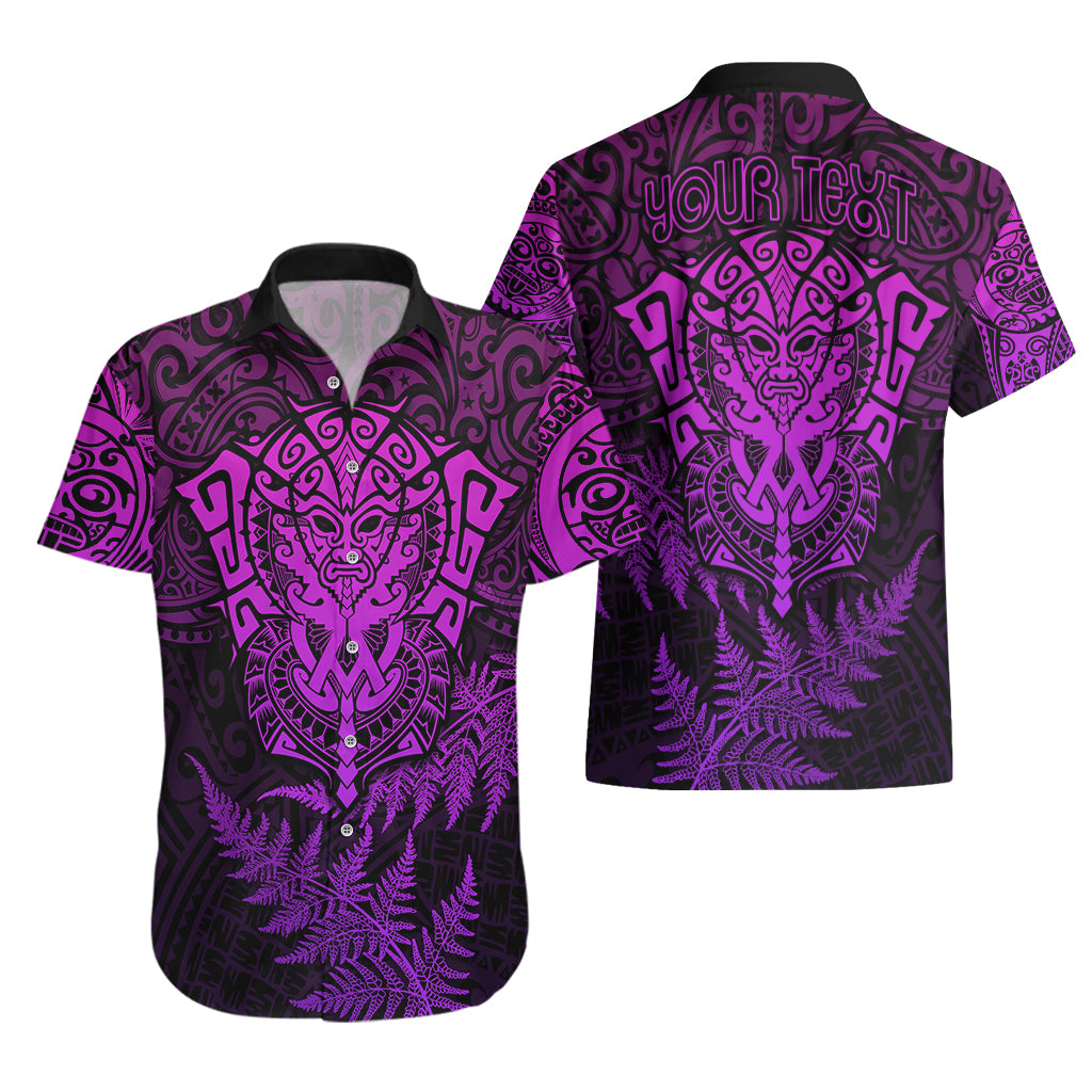 Personalised New Zealand Rugby Hawaiian Shirt Silver Fern All Black Mix Ta Moko Purple Style - Wonder Print Shop