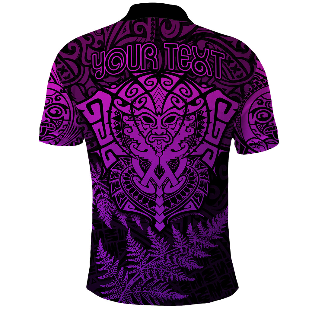 Personalised New Zealand Rugby Polo Shirt Silver Fern All Black Mix Ta Moko Purple Style - Wonder Print Shop