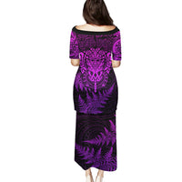Personalised New Zealand Rugby Puletasi Silver Fern All Black Mix Ta Moko Purple Style - Wonder Print Shop