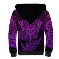 Personalised New Zealand Rugby Sherpa Hoodie Silver Fern All Black Mix Ta Moko Purple Style - Wonder Print Shop