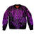 Personalised New Zealand Rugby Sleeve Zip Bomber Jacket Silver Fern All Black Mix Ta Moko Purple Style - Wonder Print Shop