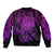 Personalised New Zealand Rugby Sleeve Zip Bomber Jacket Silver Fern All Black Mix Ta Moko Purple Style - Wonder Print Shop