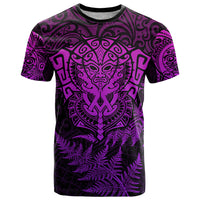 Personalised New Zealand Rugby T Shirt Silver Fern All Black Mix Ta Moko Purple Style - Wonder Print Shop