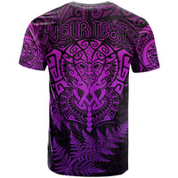 Personalised New Zealand Rugby T Shirt Silver Fern All Black Mix Ta Moko Purple Style - Wonder Print Shop