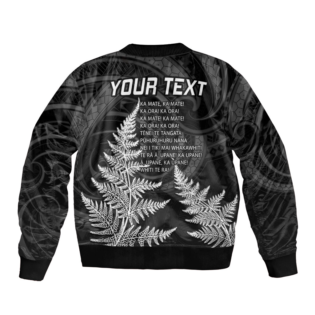 Personalised New Zealand Rugby Bomber Jacket Aotearoa Ka Mate Haka All Black Mix Ta Moko White Style LT9 - Wonder Print Shop