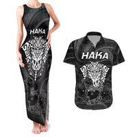 Personalised New Zealand Rugby Couples Matching Tank Maxi Dress and Hawaiian Shirt Aotearoa Ka Mate Haka All Black Mix Ta Moko White Style LT9 - Wonder Print Shop