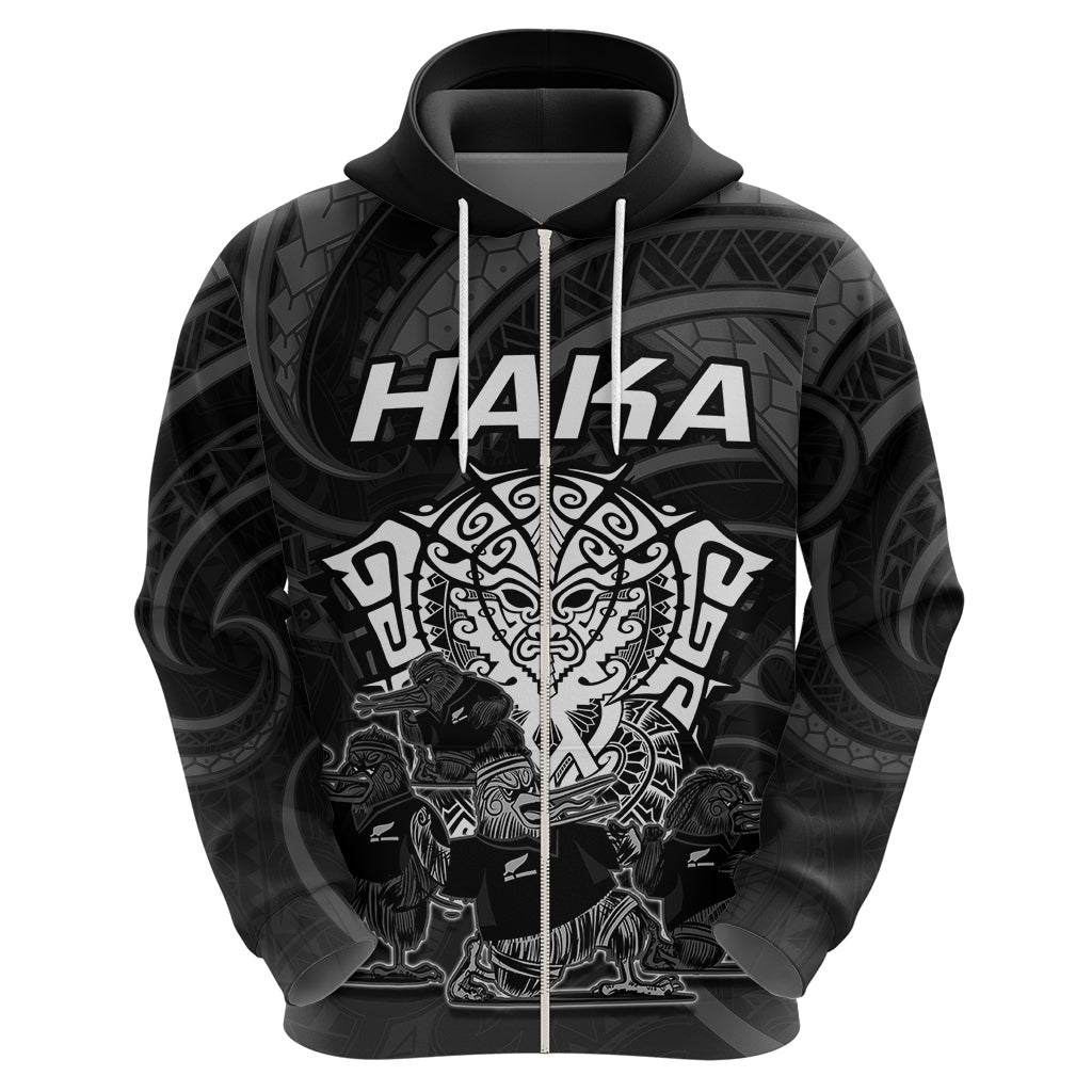 Personalised New Zealand Rugby Hoodie Aotearoa Ka Mate Haka All Black Mix Ta Moko White Style - Wonder Print Shop