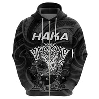 Personalised New Zealand Rugby Hoodie Aotearoa Ka Mate Haka All Black Mix Ta Moko White Style - Wonder Print Shop