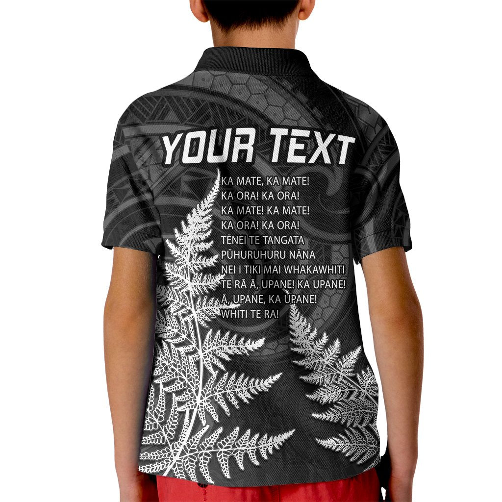 Personalised New Zealand Rugby Kid Polo Shirt Aotearoa Ka Mate Haka All Black Mix Ta Moko White Style - Wonder Print Shop