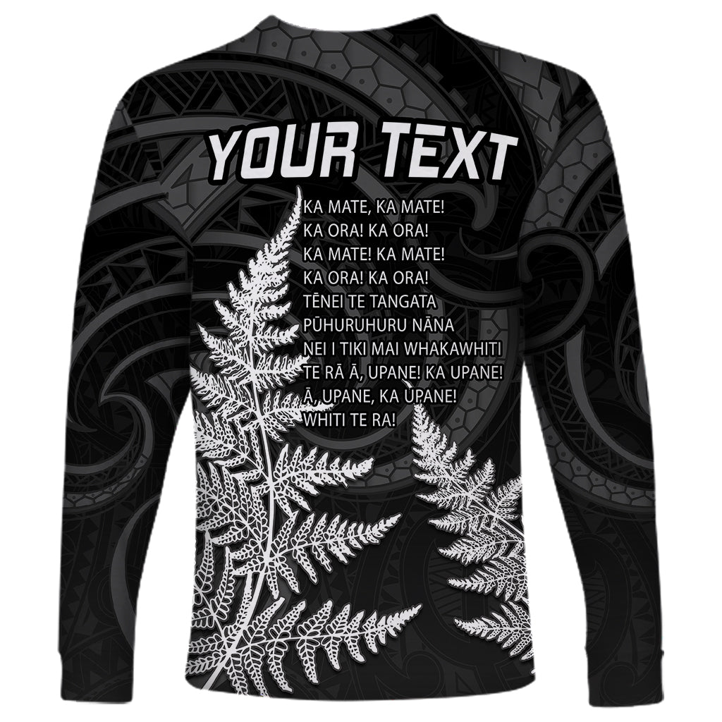 Personalised New Zealand Rugby Long Sleeve Shirt Aotearoa Ka Mate Haka All Black Mix Ta Moko White Style - Wonder Print Shop