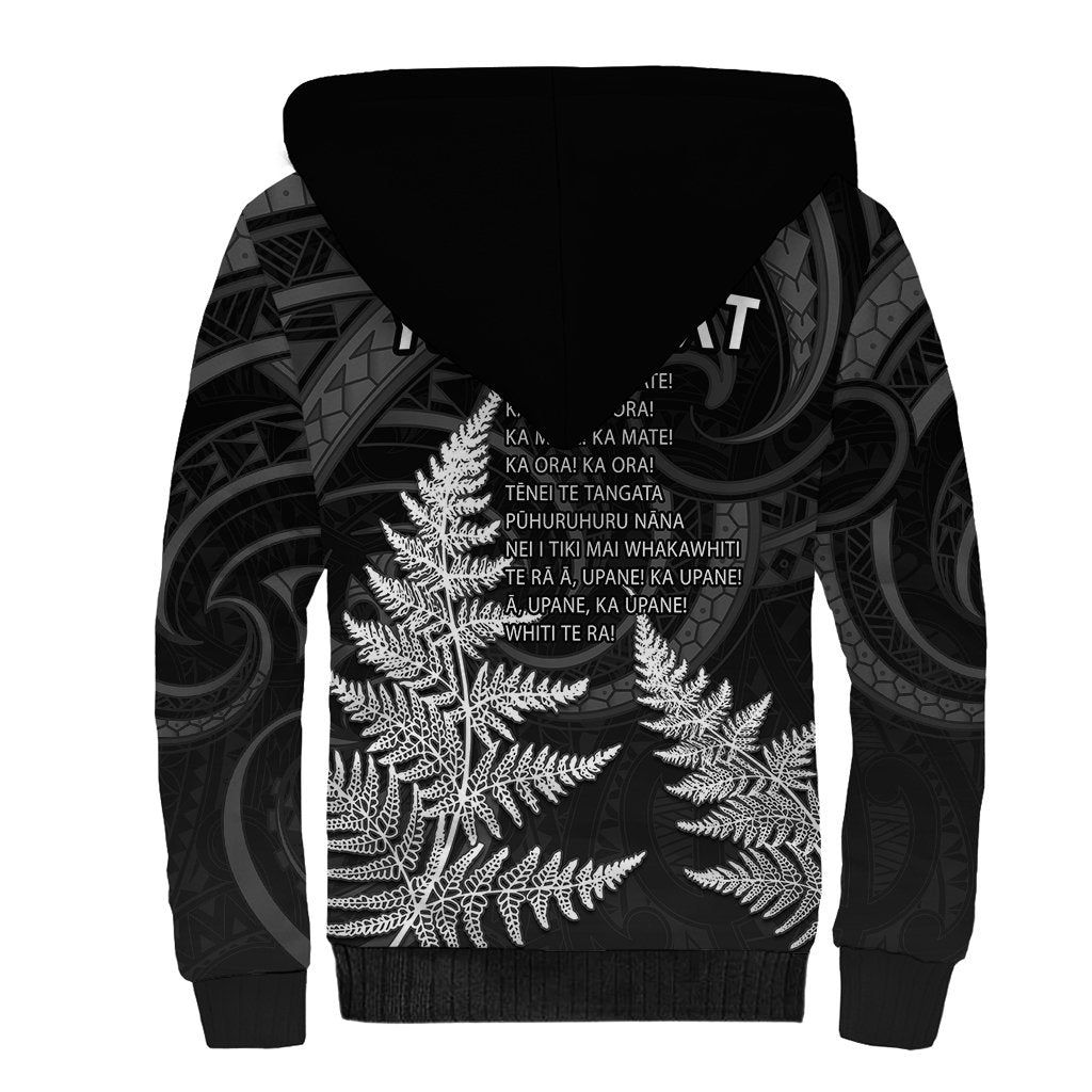 Personalised New Zealand Rugby Sherpa Hoodie Aotearoa Ka Mate Haka All Black Mix Ta Moko White Style - Wonder Print Shop