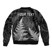 Personalised New Zealand Rugby Sleeve Zip Bomber Jacket Aotearoa Ka Mate Haka All Black Mix Ta Moko White Style - Wonder Print Shop