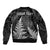 Personalised New Zealand Rugby Sleeve Zip Bomber Jacket Aotearoa Ka Mate Haka All Black Mix Ta Moko White Style - Wonder Print Shop