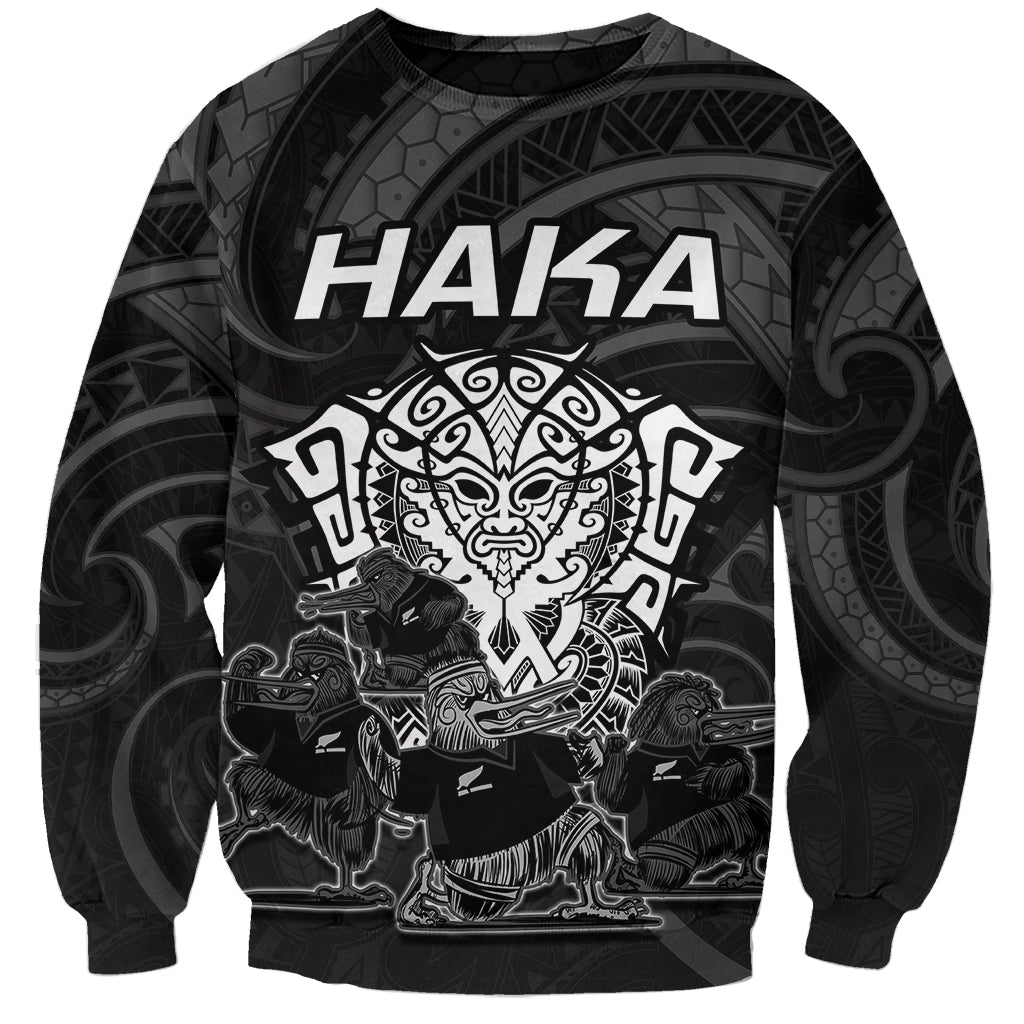 Personalised New Zealand Rugby Sweatshirt Aotearoa Ka Mate Haka All Black Mix Ta Moko White Style - Wonder Print Shop