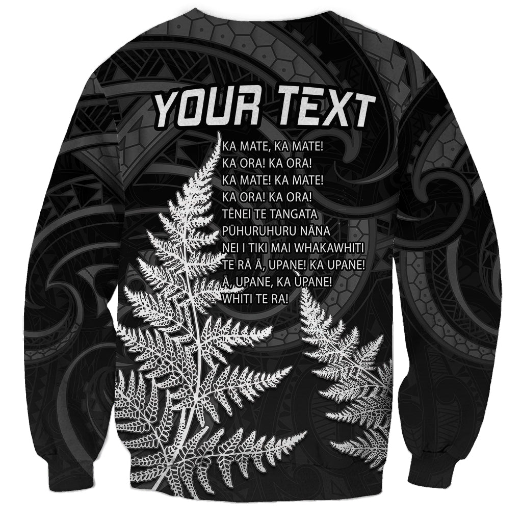 Personalised New Zealand Rugby Sweatshirt Aotearoa Ka Mate Haka All Black Mix Ta Moko White Style - Wonder Print Shop