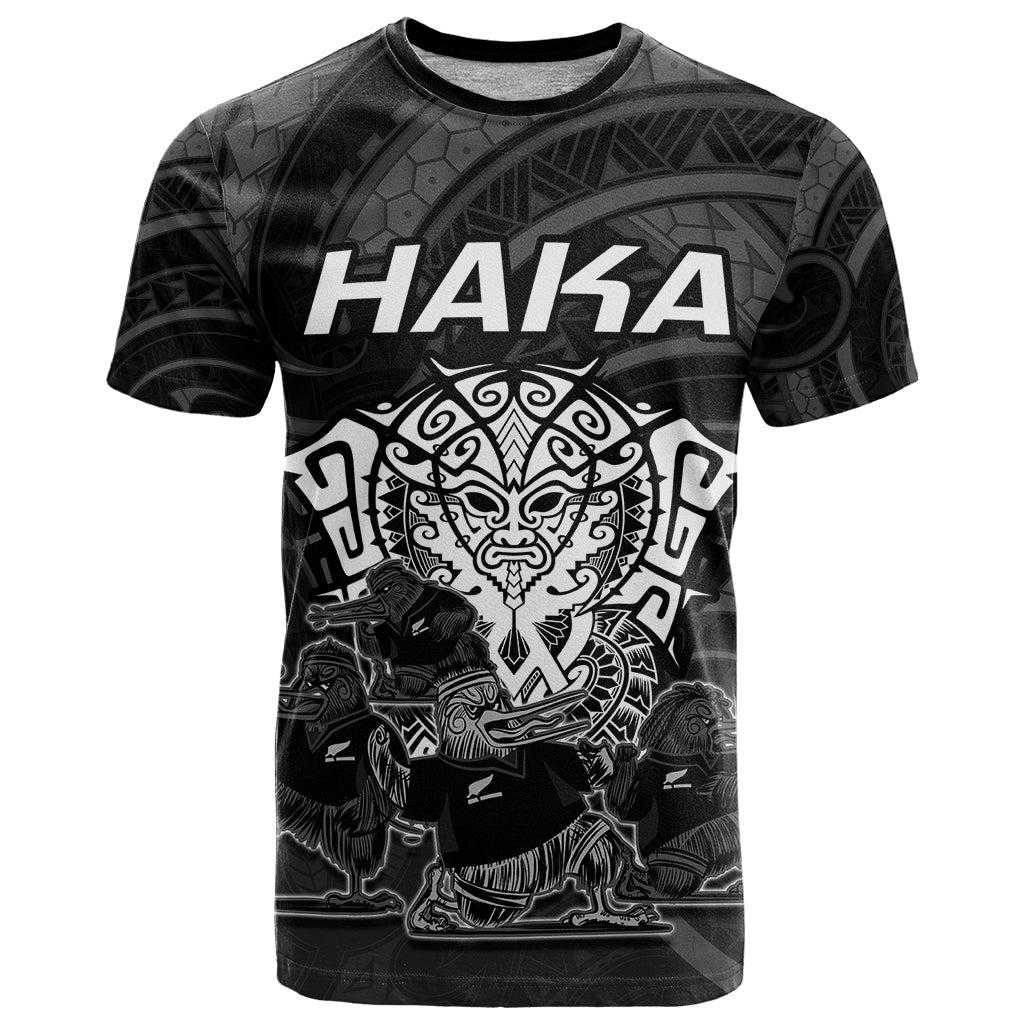 Personalised New Zealand Rugby T Shirt Aotearoa Ka Mate Haka All Black Mix Ta Moko White Style - Wonder Print Shop