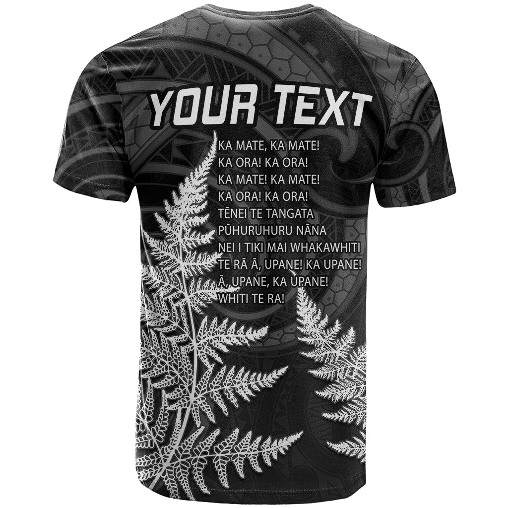 Personalised New Zealand Rugby T Shirt Aotearoa Ka Mate Haka All Black Mix Ta Moko White Style - Wonder Print Shop