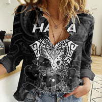 Personalised New Zealand Rugby Women Casual Shirt Aotearoa Ka Mate Haka All Black Mix Ta Moko White Style - Wonder Print Shop