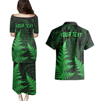 Personalised New Zealand Rugby Couples Matching Puletasi Dress and Hawaiian Shirt Aotearoa Ka Mate Haka All Black Mix Ta Moko Green Style LT9 - Wonder Print Shop