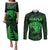 Personalised New Zealand Rugby Couples Matching Puletasi Dress and Long Sleeve Button Shirts Aotearoa Ka Mate Haka All Black Mix Ta Moko Green Style LT9 - Wonder Print Shop