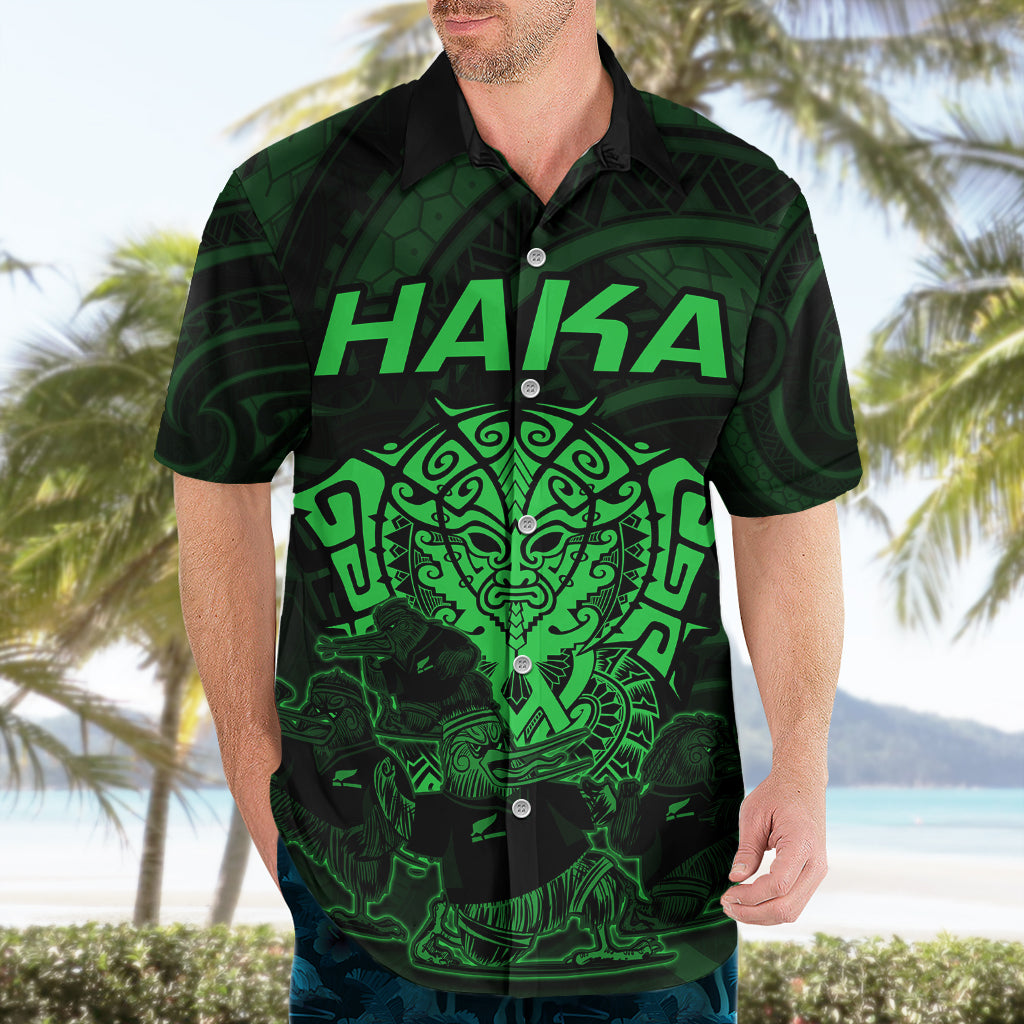 Personalised New Zealand Rugby Hawaiian Shirt Aotearoa Ka Mate Haka All Black Mix Ta Moko Green Style - Wonder Print Shop